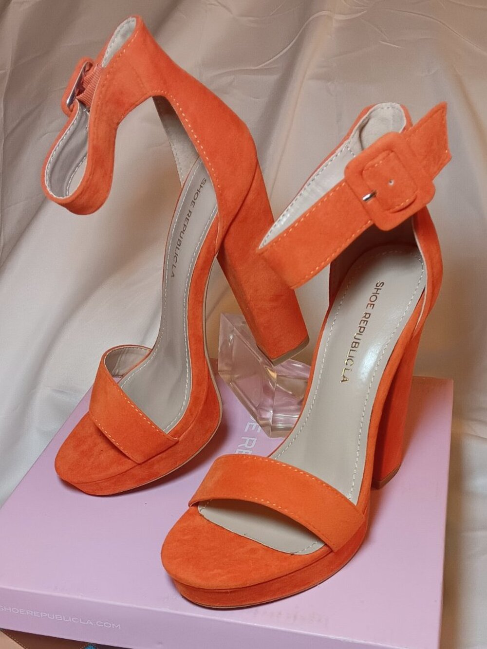 Shoe Republic LA Ankle Strap Block Heel Sandals